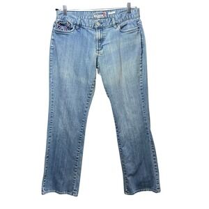 Vintage Y2K Old Navy Blue‎ Jeans Ultra Low Waist Stretch Bootcut Denim Size 12